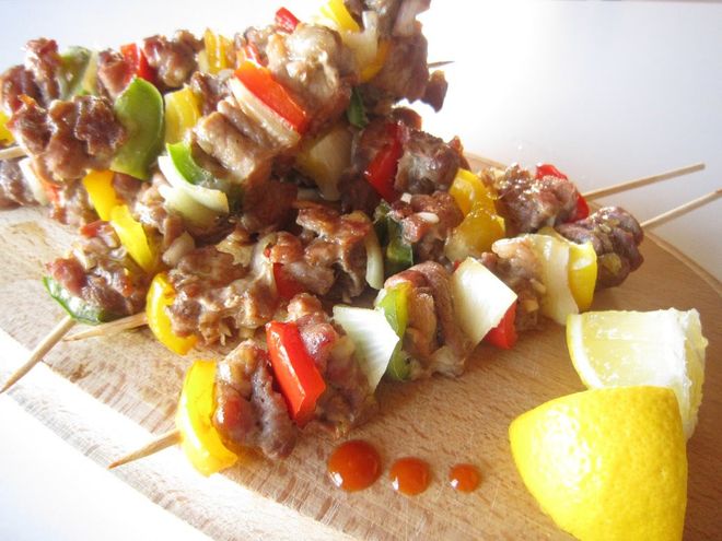 thịt xiên nướng rau củ