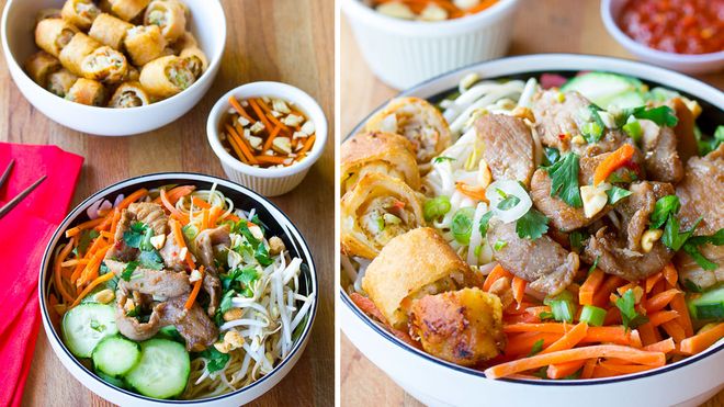 Ăn kèm bún chả với nem