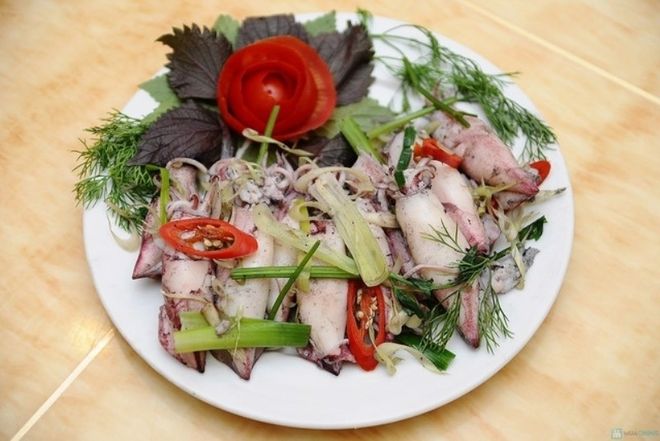 mực trứng hấp bia
