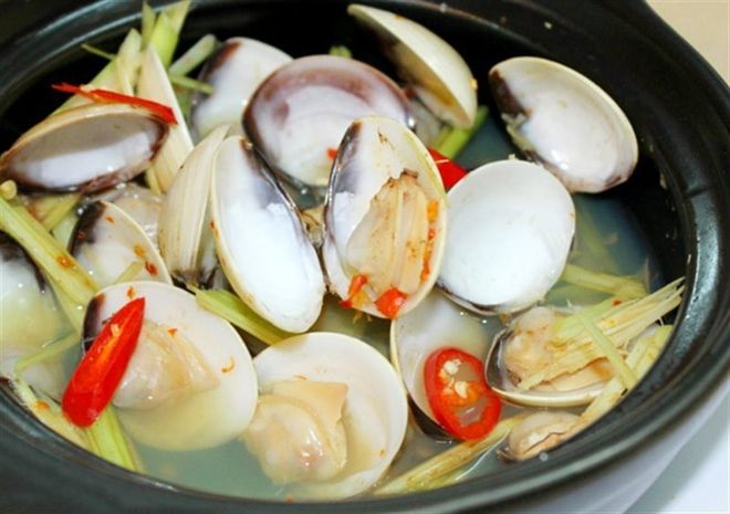 nghêu hấp sả ớt
