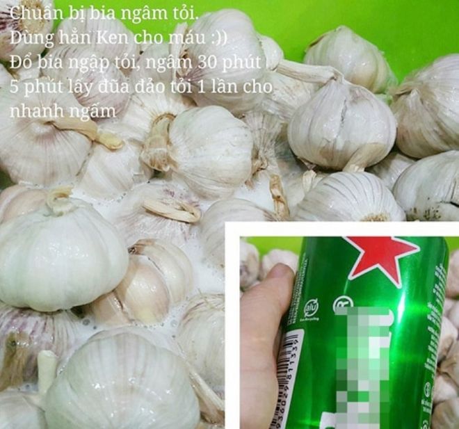 đổ bia vào ngập tỏi