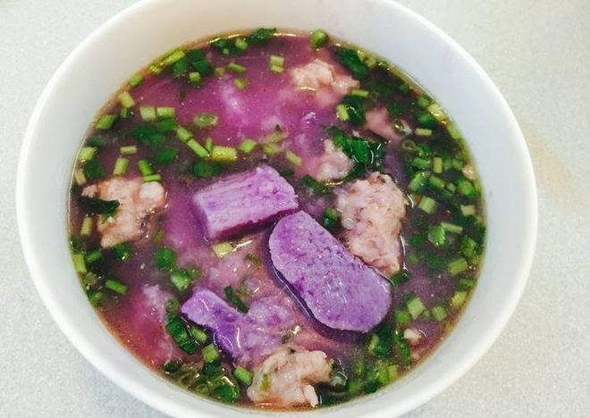 canh khoai mỡ nấu thịt bằm