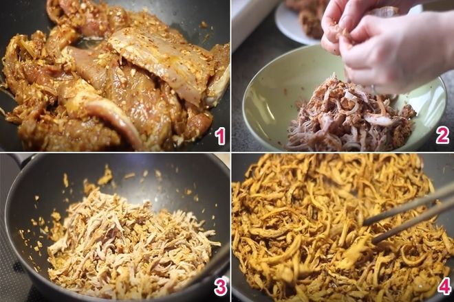 đun thịt heo với lửa nhỏ