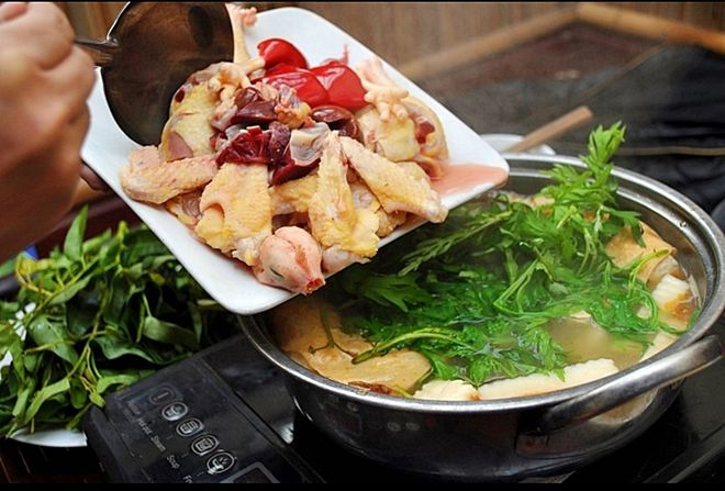 lẩu gà ngải cứu