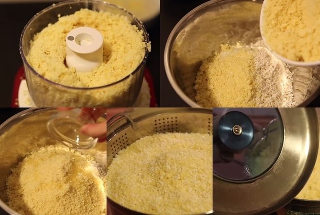 hấp nếp cùng đậu đã giã nhuyễn