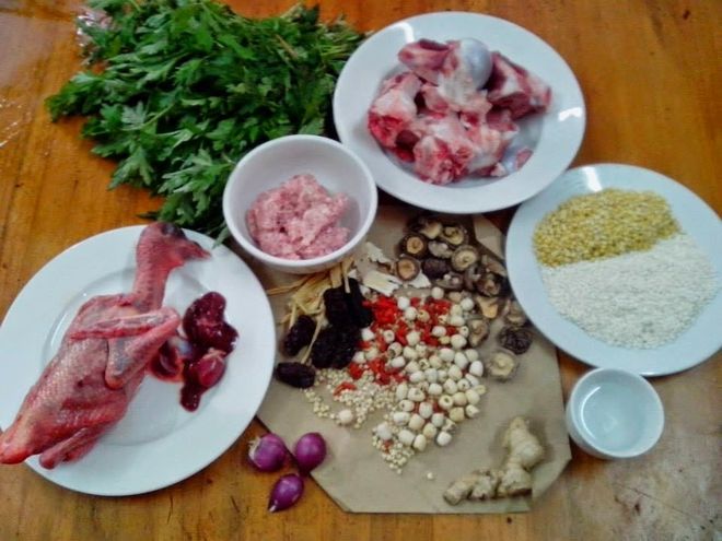 nguyên liệu nấu cháo chim bồ câu hạt sen