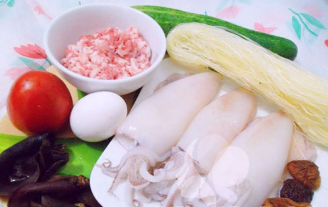 nguyên liệu hấp mực ống chua ngọt