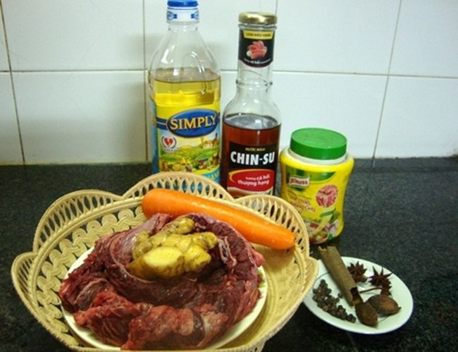 nguyên liệu nấu bò kho gừng