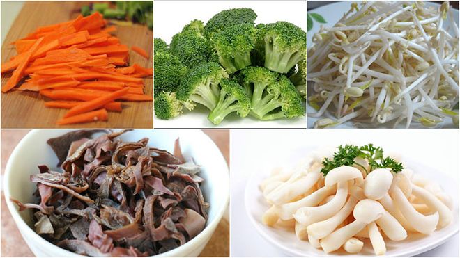 nguyên liệu cho bún gạo khô xào thập cẩm