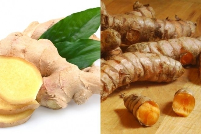 gừng và nghệ kết hợp