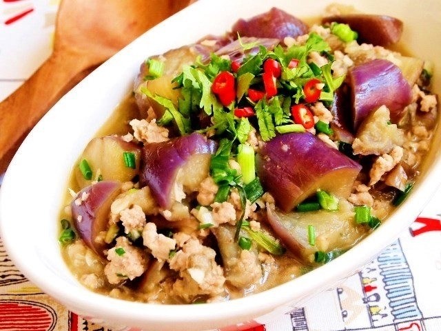 cà tím xào thịt băm