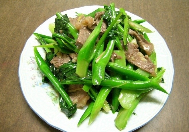 thịt bò xào cải ngồng