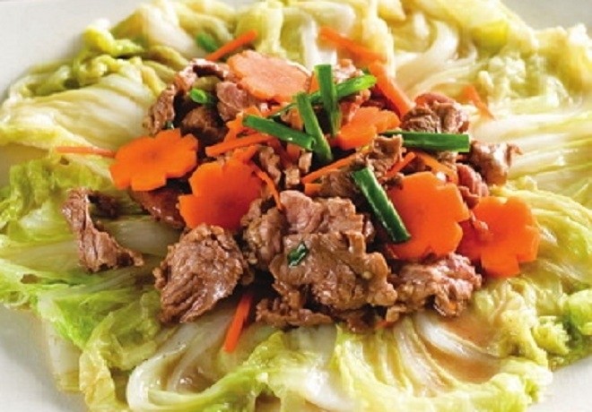 cải thảo xào thịt bò