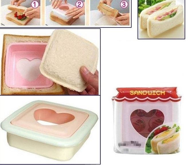dùng dụng cụ ép bánh mì sandwich thành hình vuông