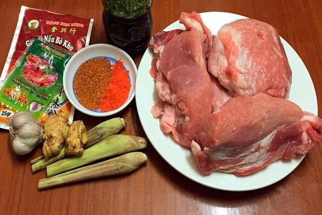 nguyên liệu cho món bò kho sả