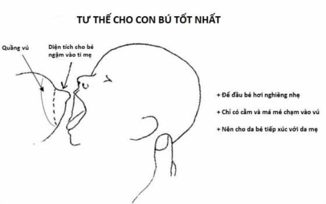 tư thế cho bé bú