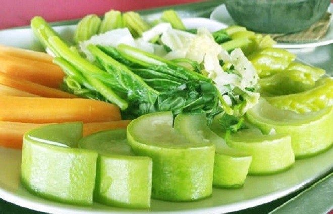 bí đao và rau quả luộc