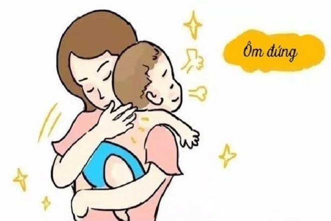 vuốt nhẹ lưng cho bé ợ hơi