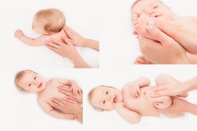 massage cho trẻ sơ sinh với dầu dừa