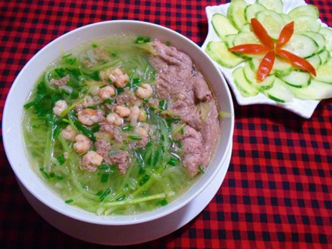cách nấu canh bầu với tôm đồng