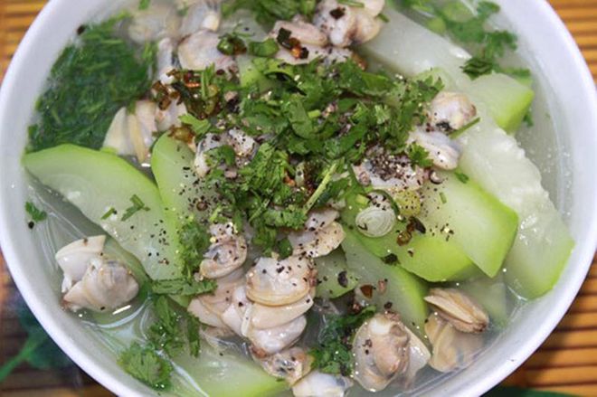 cách nấu canh bầu với ngao