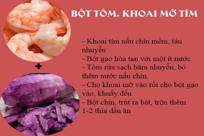 bột tôm và khoai mỡ cho bé ăn dặm