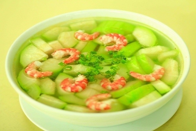 cách nấu canh bí với tôm tươi