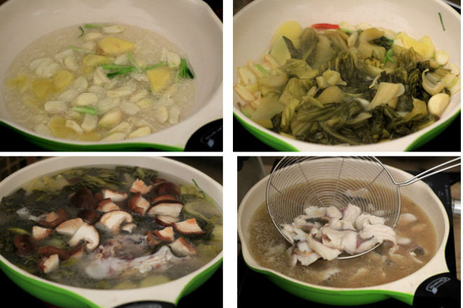 khi canh dưa sôi cho cá thái lát vào