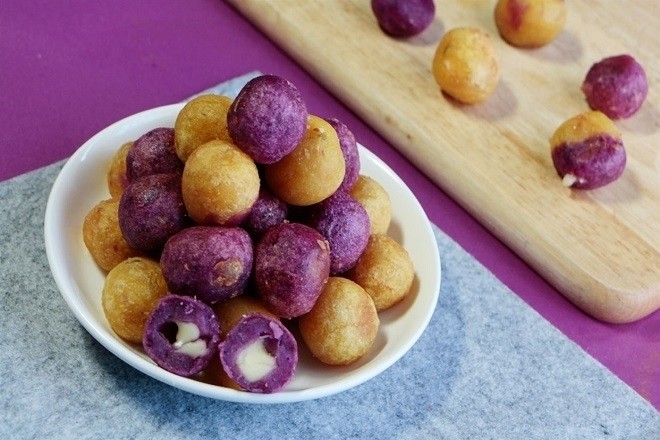 bánh khoai lang phô mai cho bé ăn dặm