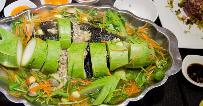 cá lóc hấp bầu