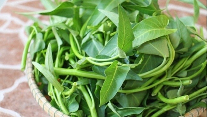 nhặt rau muống