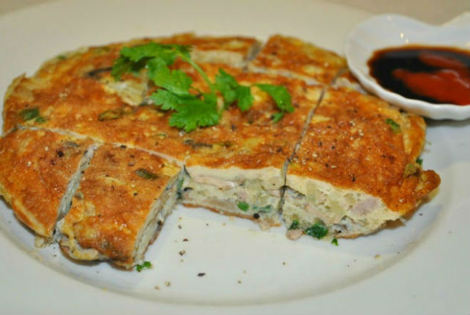 trứng chiên thịt bằm