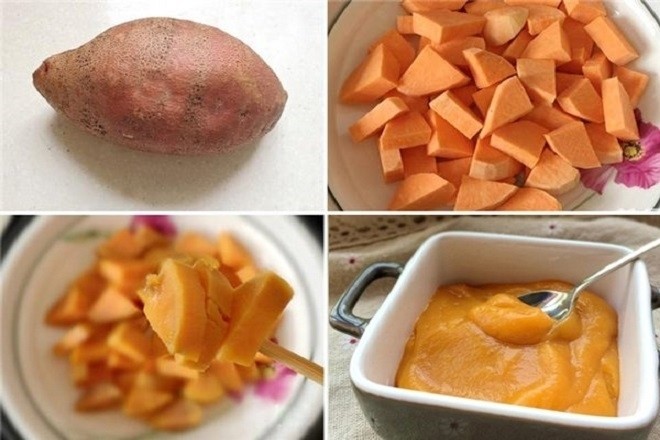 khoai lang nghiền cho bé ăn dặm