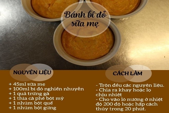 bánh bí đỏ sữa mẹ