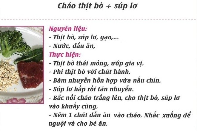 cháo ăn dặm thịt bò súp lơ
