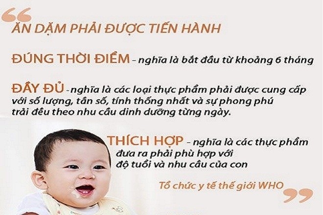 thời điểm ăn dặm hợp lý là khi trẻ được 6 tháng tuổi