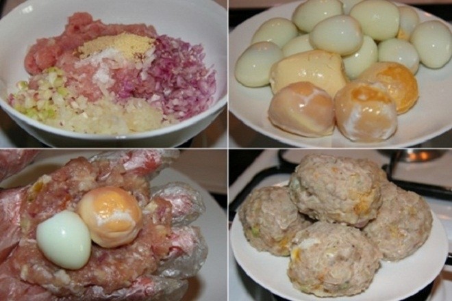 chế biến nhân bánh bao thịt trứng