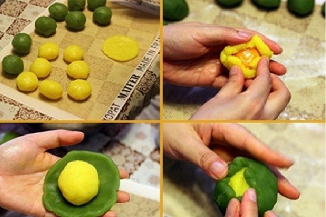bọc nhân custard của bánh trung thu da tuyết