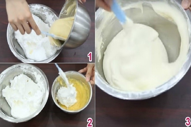 công đoạn trộn bột bánh