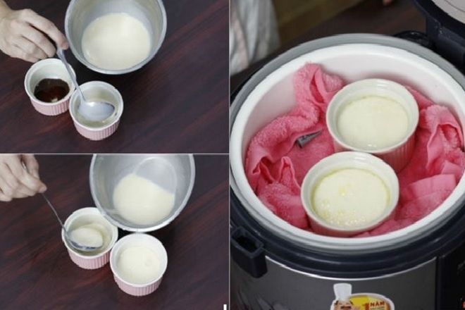 làm bánh flan bằng nồi cơm điện