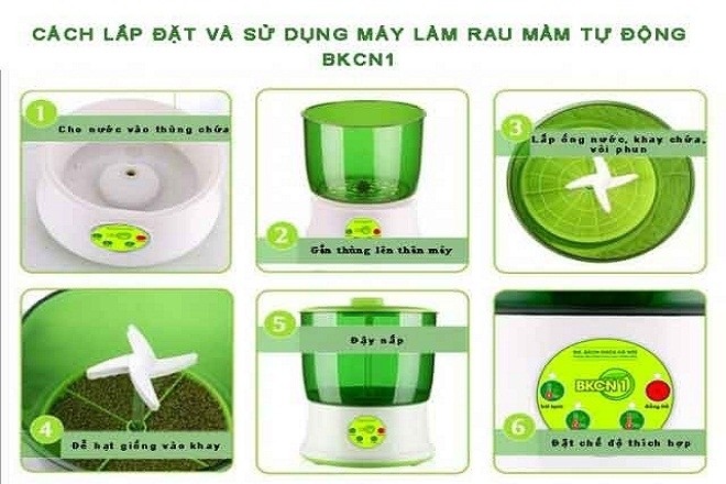 hướng dẫn sử dụng máy làm giá đỗ rau mầm BKCN1
