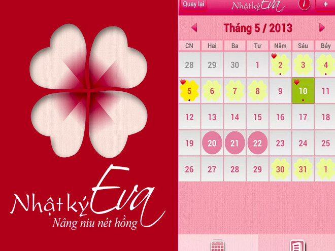 Nhật ký Eva giúp theo dõi chu kỳ kinh