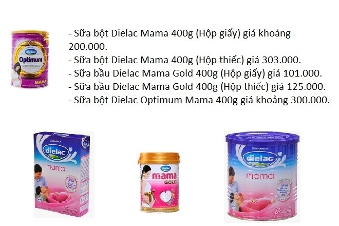 bảng giá các loại sữa dielac cho bà bầu