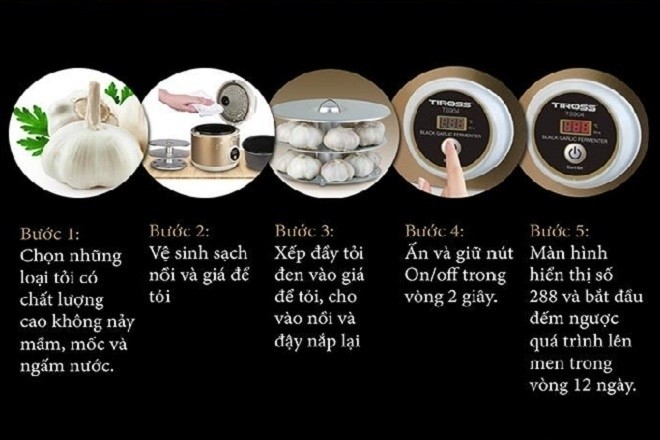 cách sử dụng máy làm tỏi đen tiross rất đơn giản