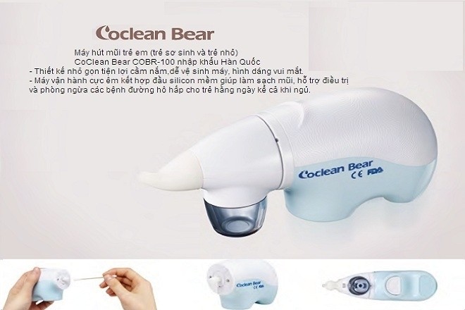 máy hút mũi Coclean Bear có lực hút vừa phải giúp hút mũi bé sạch sẽ mà không gây đau rát khó chịu
