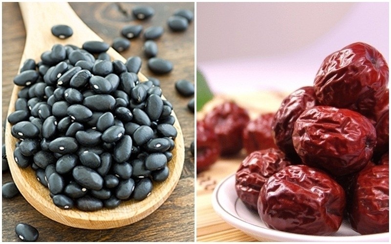 đậu đen và táo đỏ