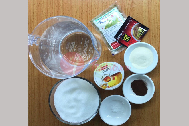 Bánh trung thu rau câu nhân bánh flan phần nguyên liệu