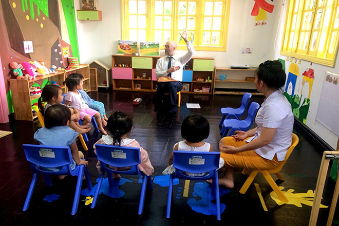 Trong giờ học song ngữ tại Kindy Town