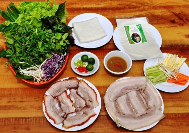 cuốn rau thịt