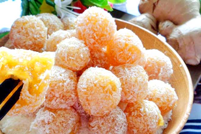 Mứt gừng dẻo bọc dừa